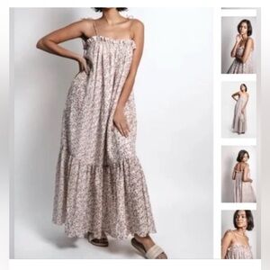 Elegant Floral Maxi Dress in Red and White